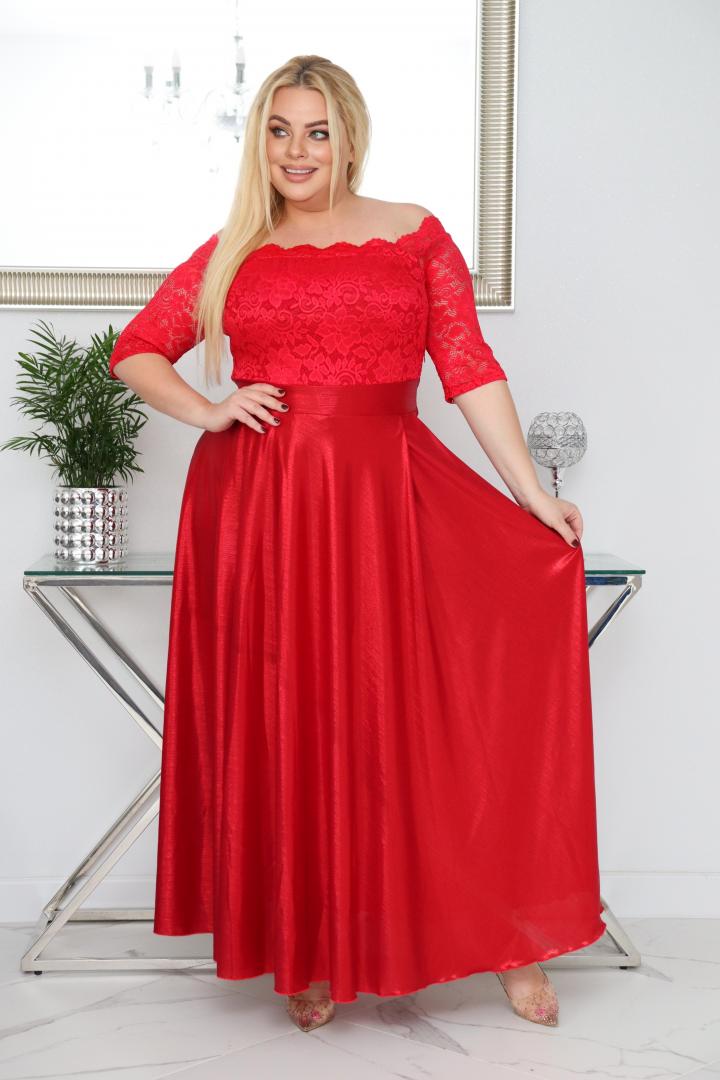 Sukienka Tamara maxi wieczorowa rozkloszowana ekskluzywna hiszpanka koronka czerwona