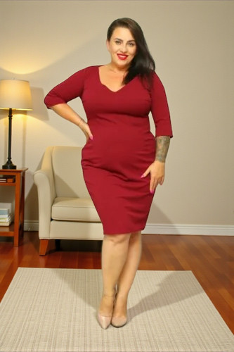 Sukienka Sofia ołówkowa bordo gładka dzianina