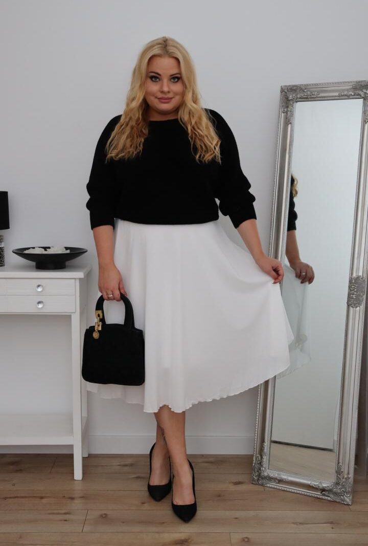 Rozkloszowana lekka zwiewna spódnica z szyfonu Sonia biała