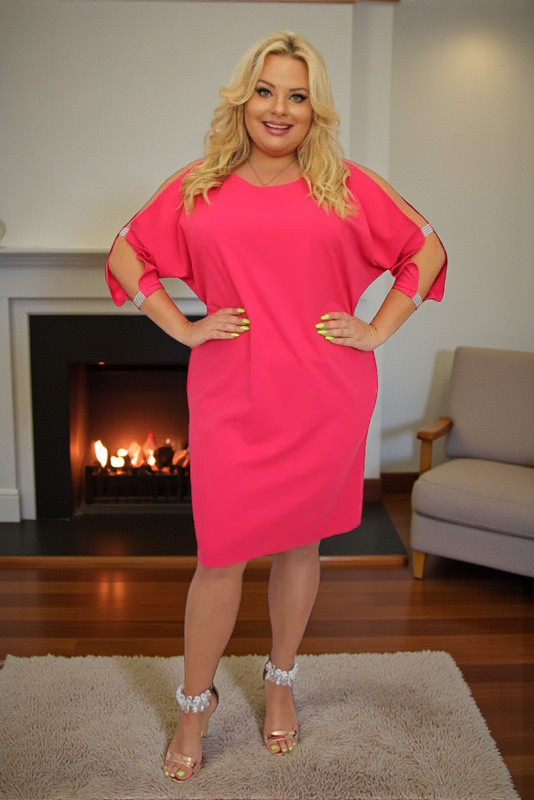 Sukienka Chiara oversize cekiny cyrkonie amarant gładka