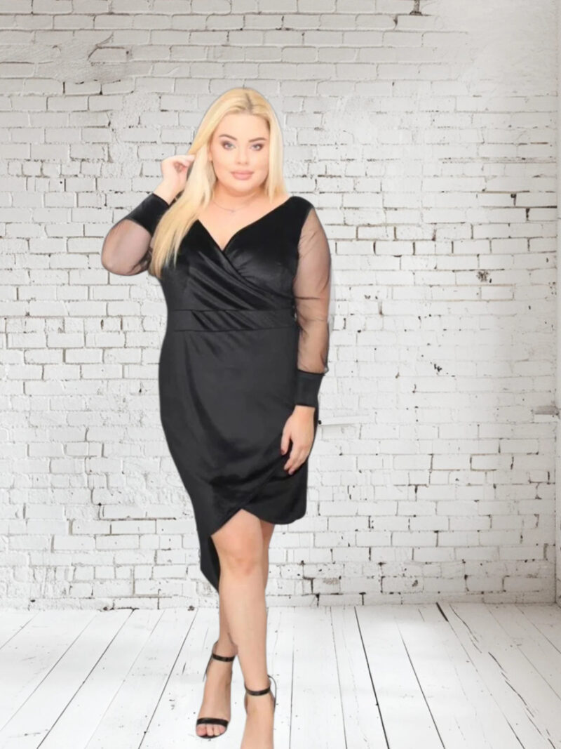 Sukienka Rubi kopertowy dekolt welurowa czarna