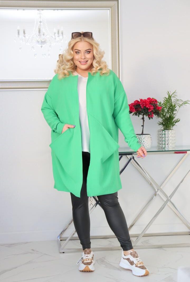 Oversizowy płaszczyk z podszewką wiosna lato zielony