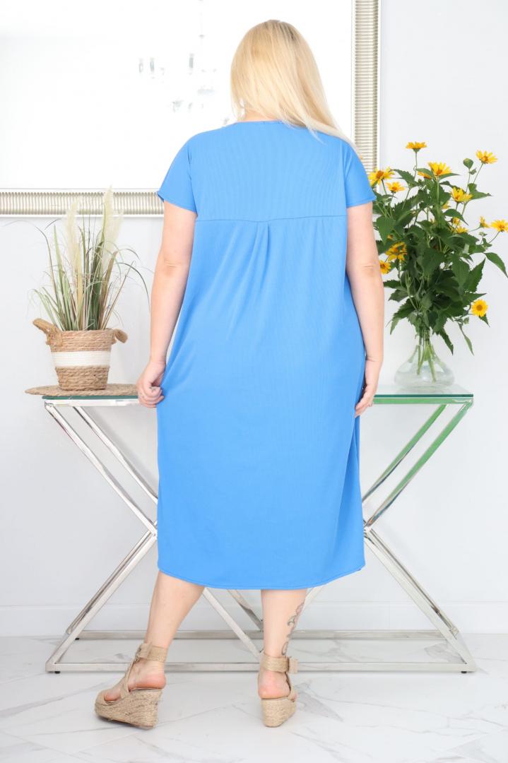 Sukienka Luna klasyczna niezwykle wygodna i szykowna niebieska - obrazek 5