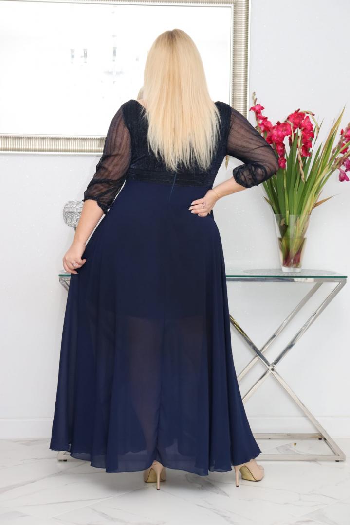 Sukienka Lozana lekka zwiewna rozkloszowana granatowa - obrazek 5