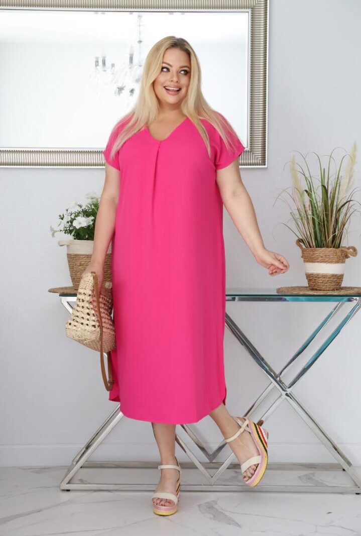Sukienka Luna klasyczna niezwykle wygodna i szykowna amarantowa