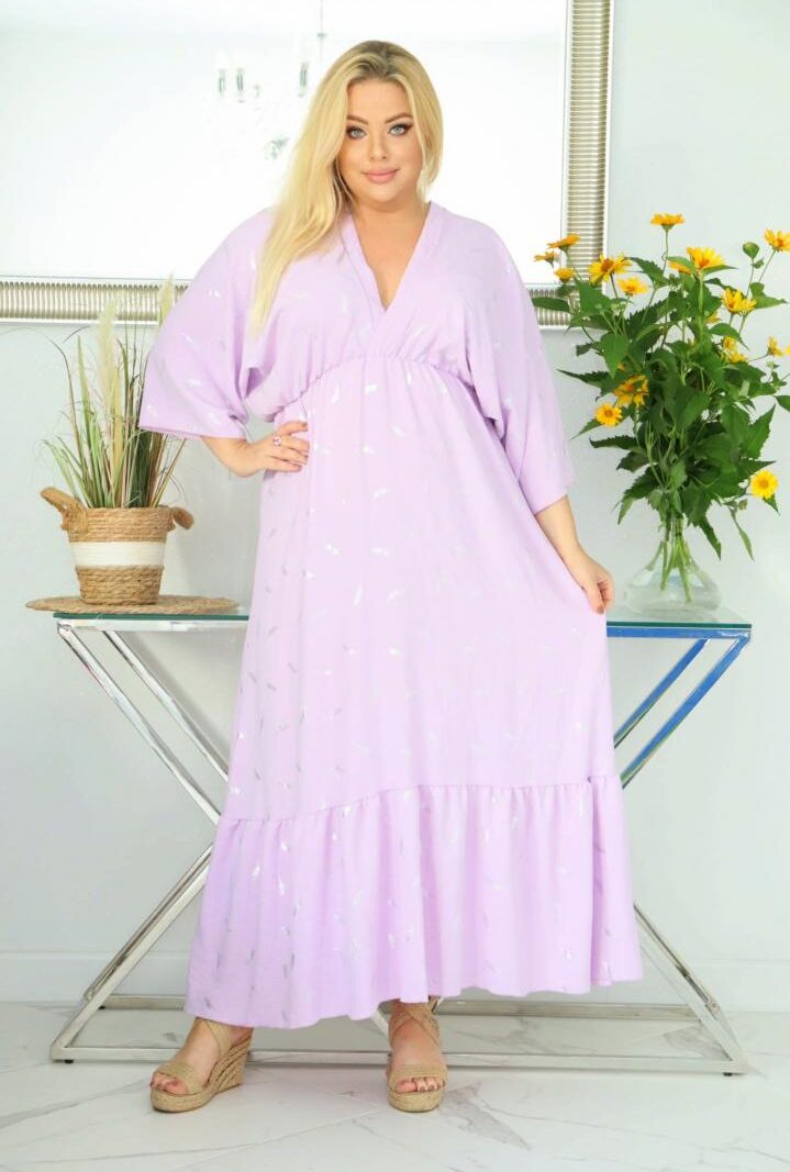 Sukienka kimono Rita wygodna i szykowna wiskoza piórka lilia