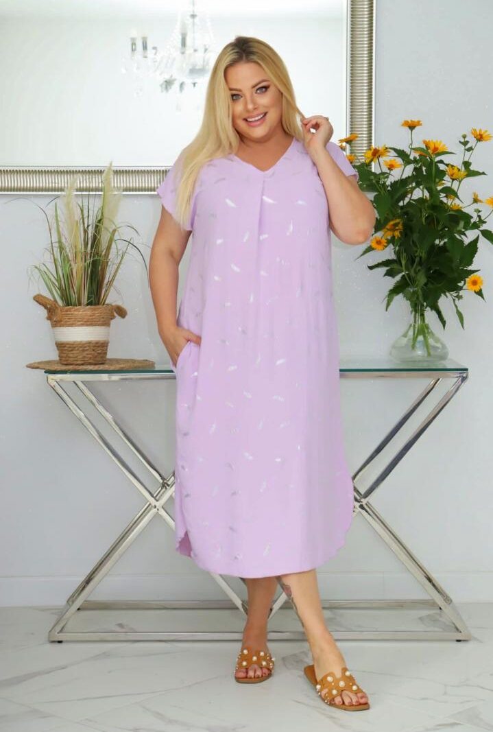 Sukienka Luna klasyczna niezwykle wygodna i szykowna wiskoza piórka lilia
