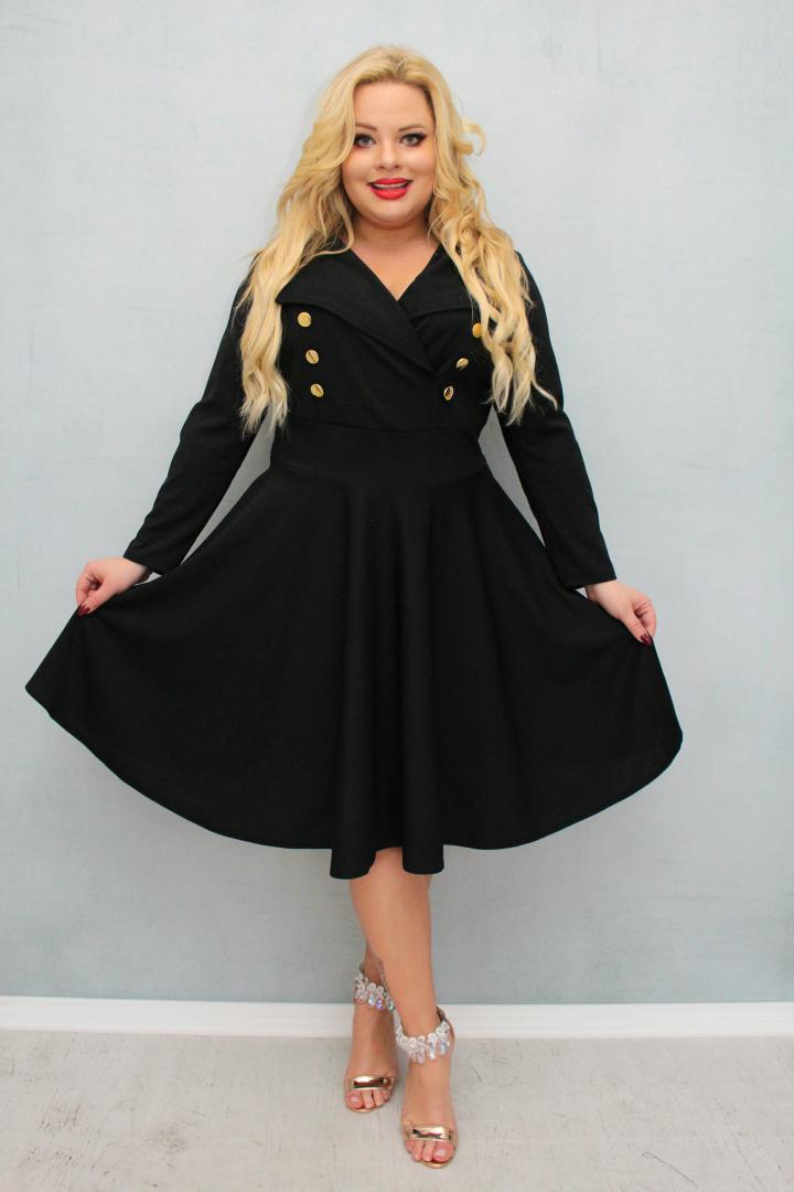 Sukienka Paula rozkloszowana złote guziki marynarka czarna