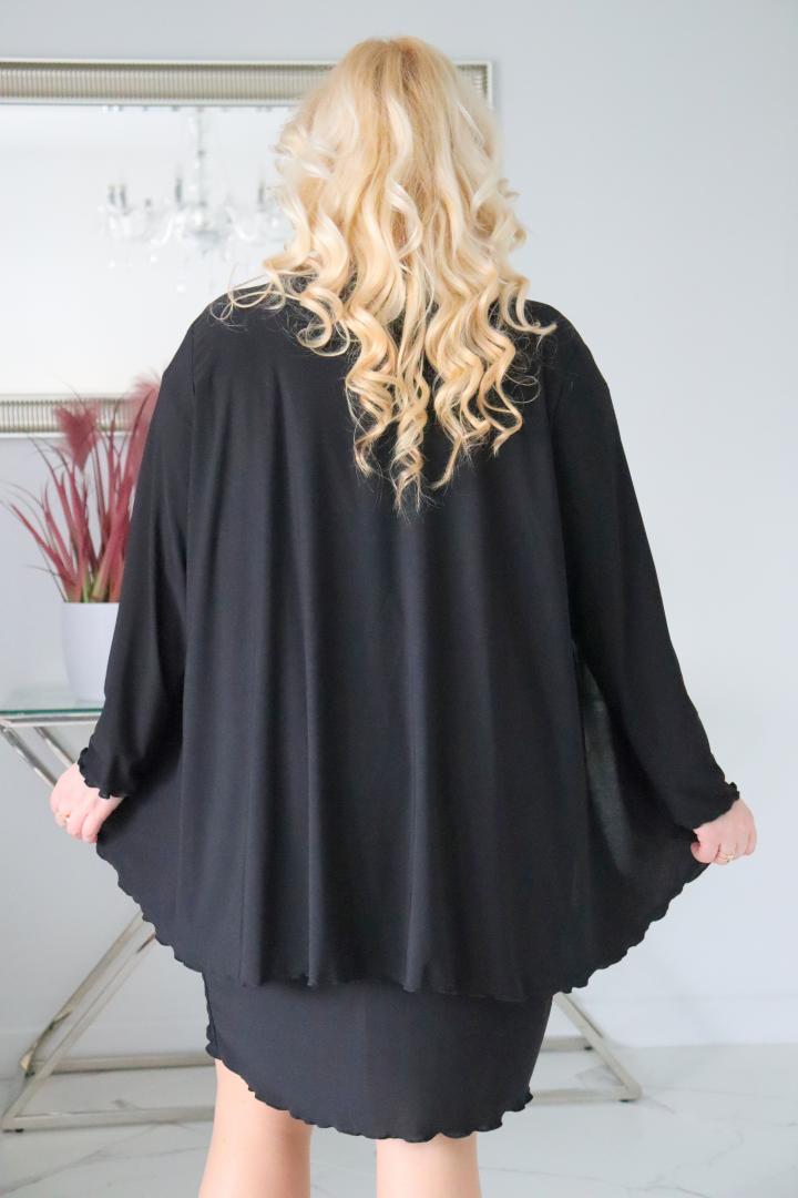 Sukienka Kama z dzianinową narzutką fala czarna - obrazek 7
