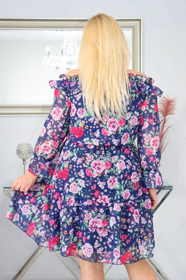 Sukienka Lorissa HISZPANKA rozkloszowana szyfonowa lekka zwiewna wzór numer 10 - obrazek 6