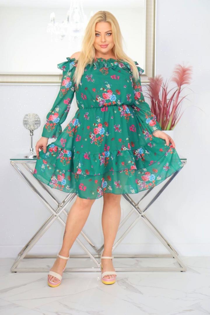 Sukienka Lorissa HISZPANKA rozkloszowana szyfonowa lekka zwiewna wzór numer 4 - obrazek 4