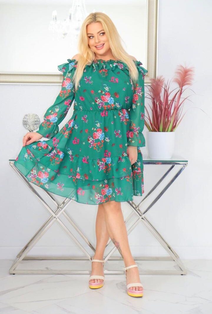 Sukienka Lorissa HISZPANKA rozkloszowana szyfonowa lekka zwiewna wzór numer 4