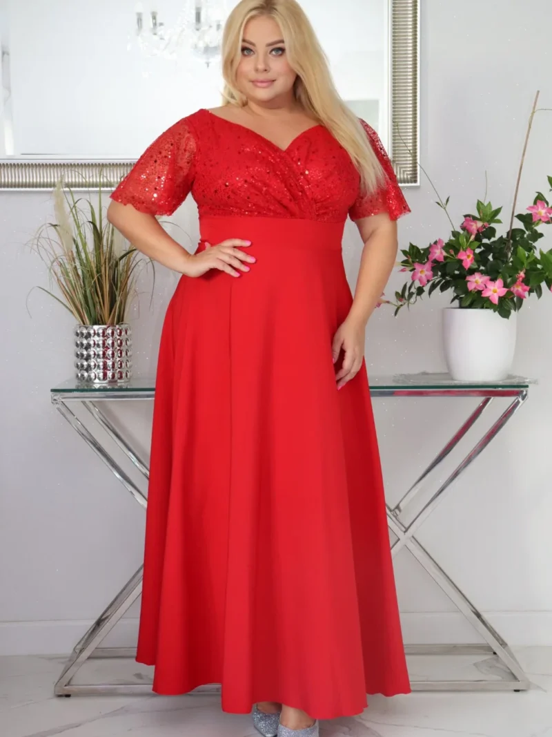 Sukienka Arwena - elegancja, która olśniewa. Kwintesencja wieczorowego blasku! CZERWONA