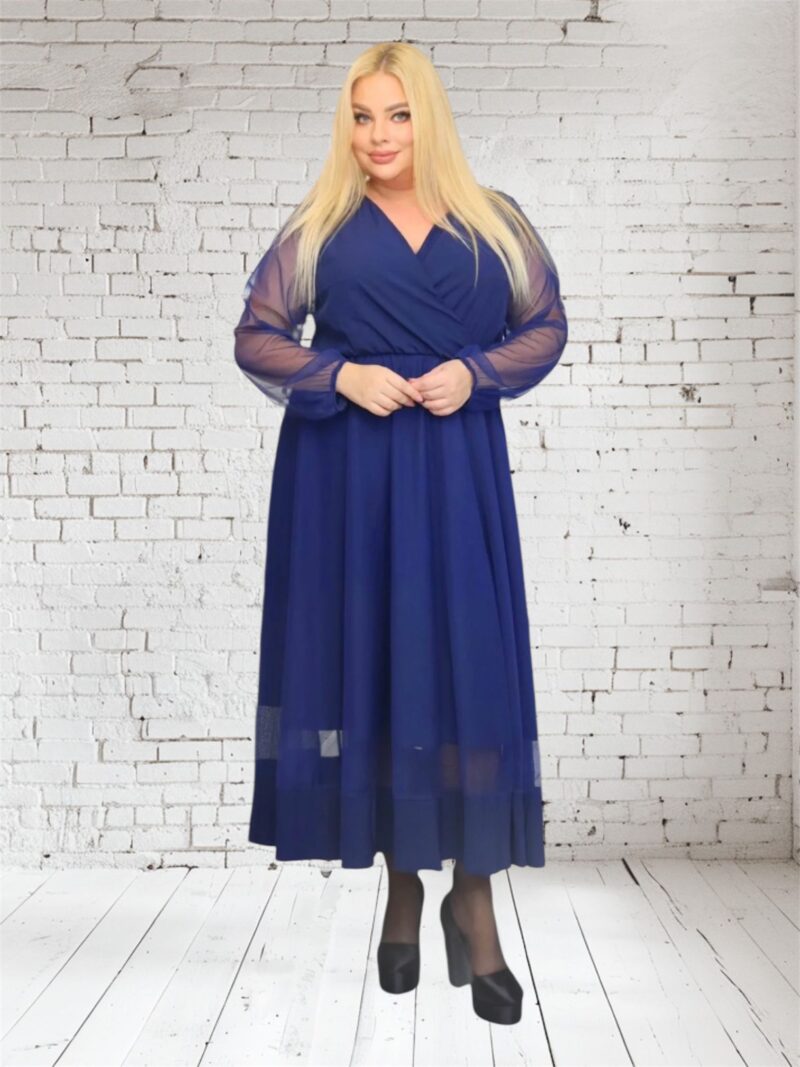 Sukienka Korina lekka zwiewna rozkloszowana granatowa tiul