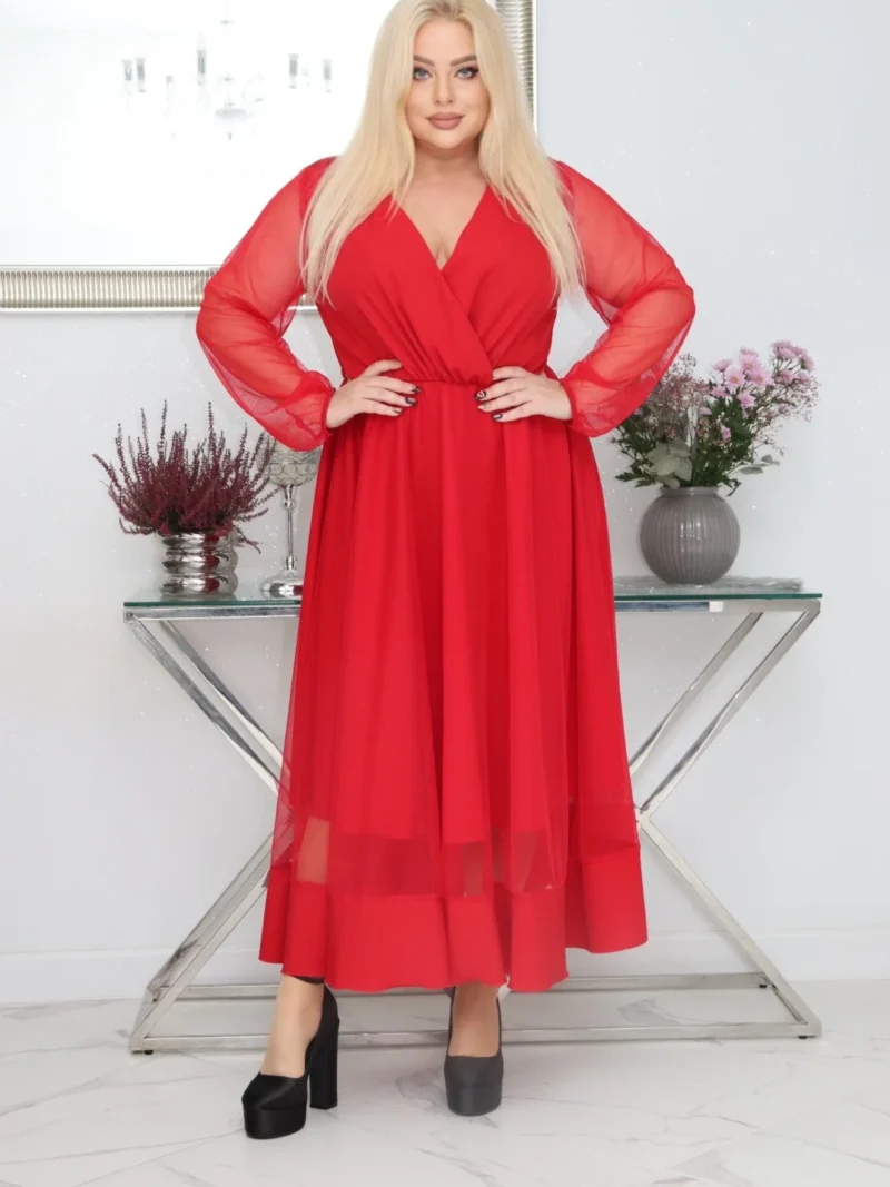 Sukienka Korina lekka zwiewna rozkloszowana czerwona tiul