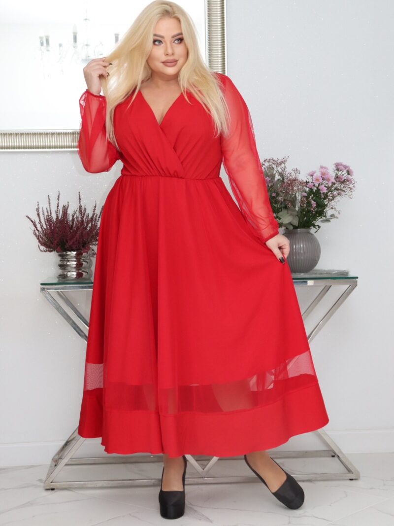 Sukienka Korina lekka zwiewna rozkloszowana czerwona tiul