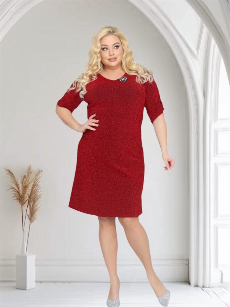 Sukienka Leja z dzianiny brilliance z broszką GRATIS czerwona