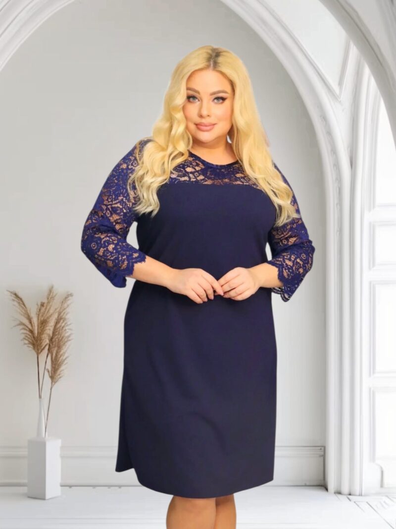 Sukienka Harper trapezowa koronka granatowa