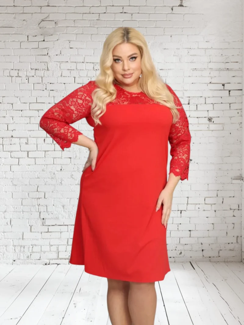 Sukienka Harper trapezowa koronka czerwona