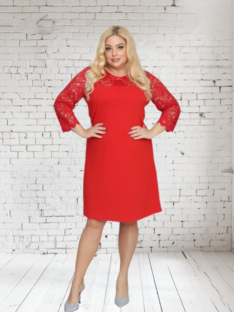 Sukienka Harper trapezowa koronka czerwona