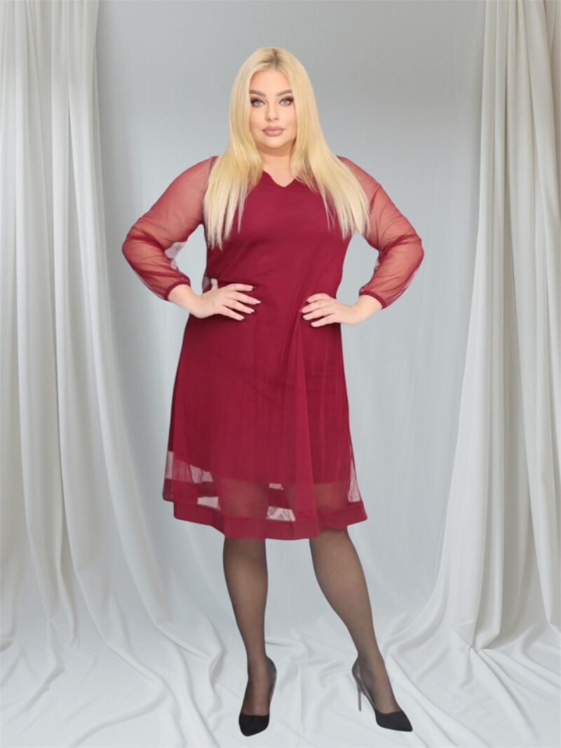 Sukienka Nebula trapezowa z tiulu bordowa