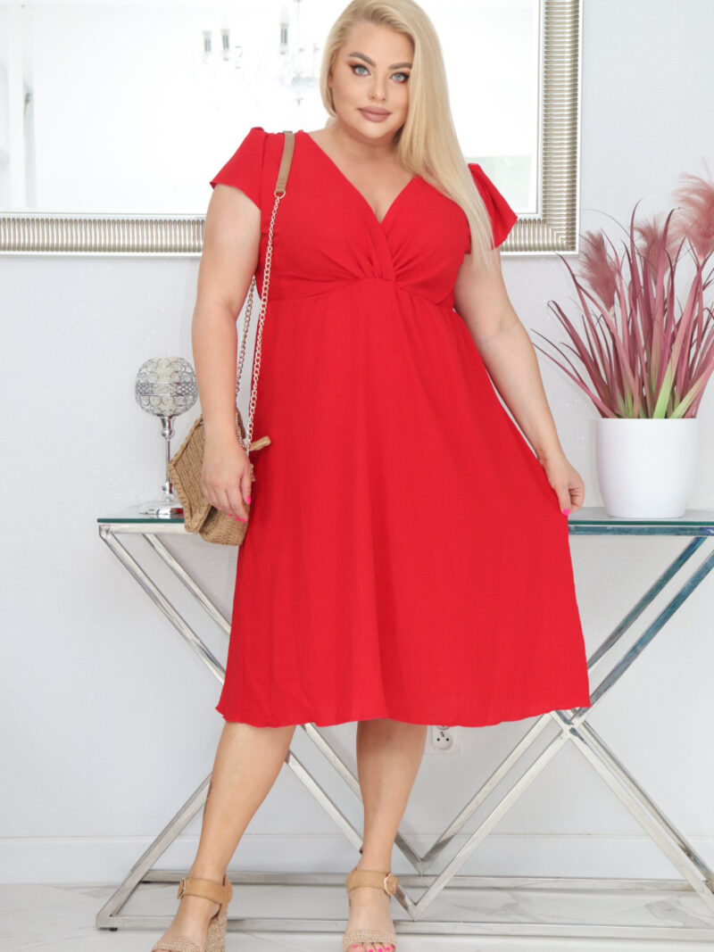 Sukienka PEGGY trapezowa 100% wiskoza CZERWONA NATURALNY SKŁAD