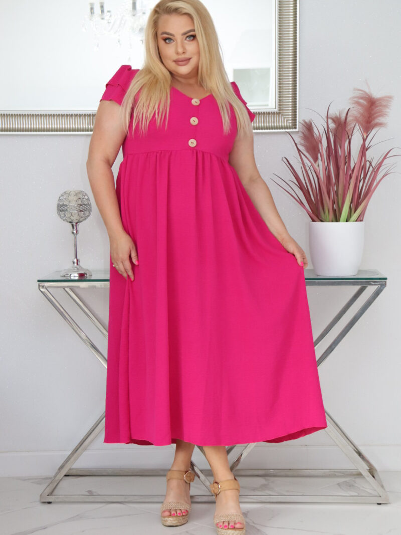 Sukienka ESTERA trapezowa 100% wiskoza FUKSJA NATURALNY SKŁAD