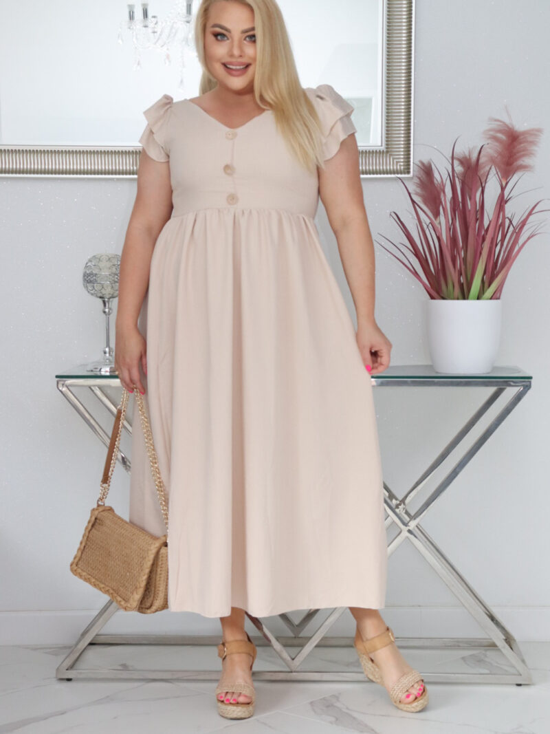 Sukienka ESTERA trapezowa 100% wiskoza NUDE NATURALNY SKŁAD