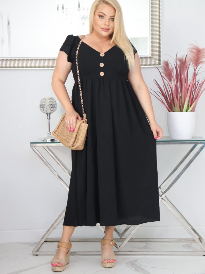 Sukienka ESTERA trapezowa 100% wiskoza CZARNA NATURALNY SKŁAD