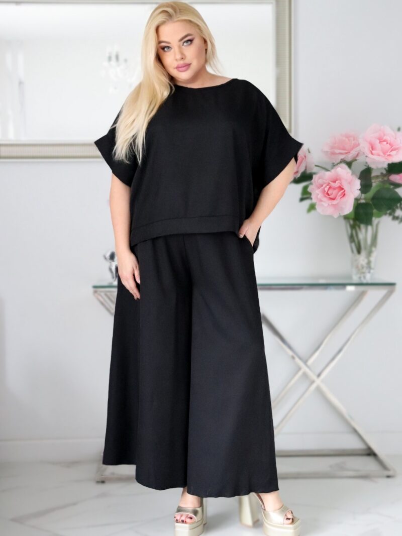 Komplet zestaw bluzka ze spodniami 100% naturalny skład czarny