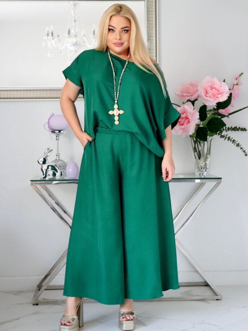 Komplet zestaw bluzka ze spodniami 100% naturalny skład zielony