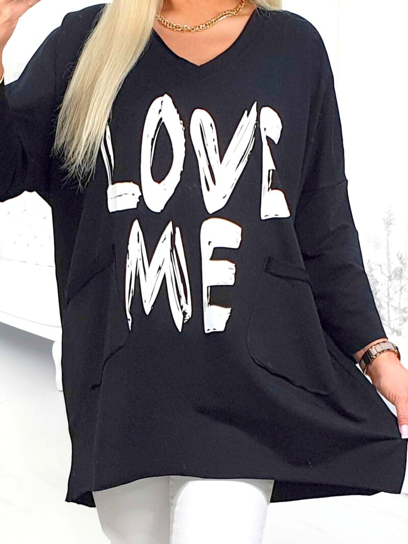 Tunika BLUZA bawełna 100% czarna LOVE