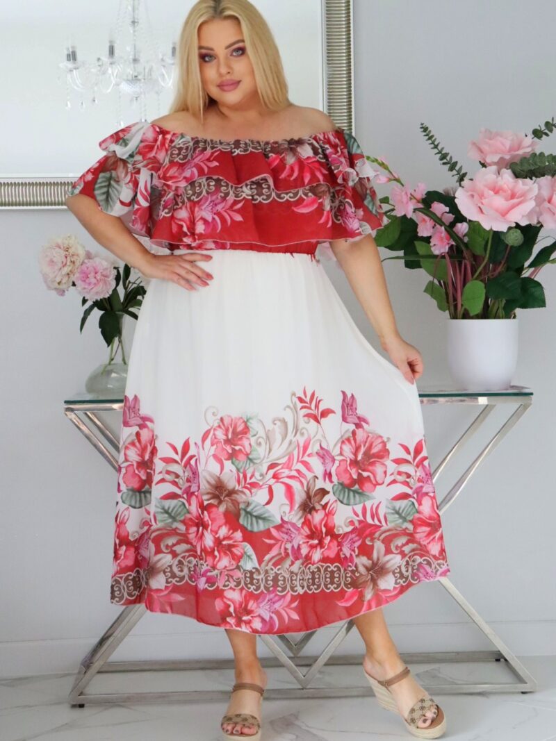 MAXI sukienka HISZPANKA z falbanami żorżeta rozmiar UNI od 42 do 48 wzór nr 7