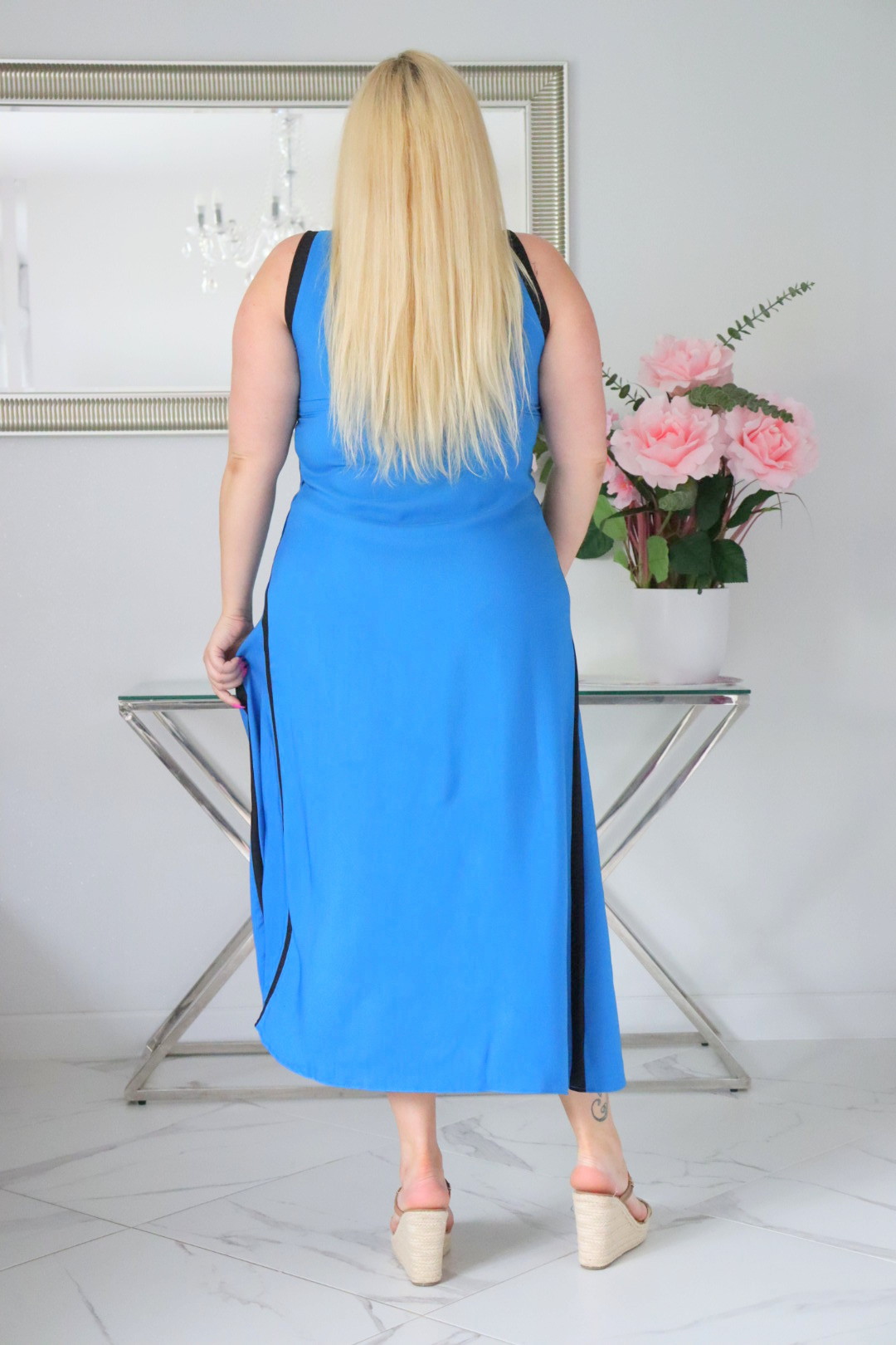 Dwukolorowa sukienka NOBIA kolekcja naturalny skład niebieska - obrazek 5