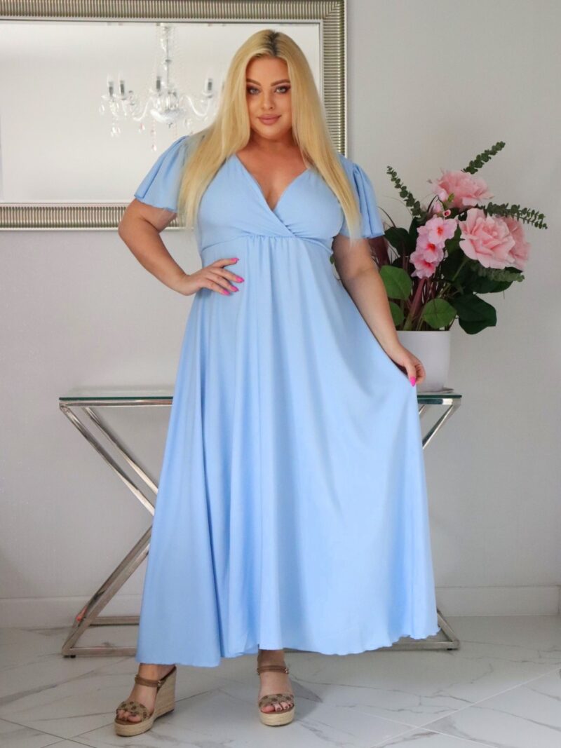 Sukienka NESADINA rozkloszowana kolekcja naturalny skład błękitna