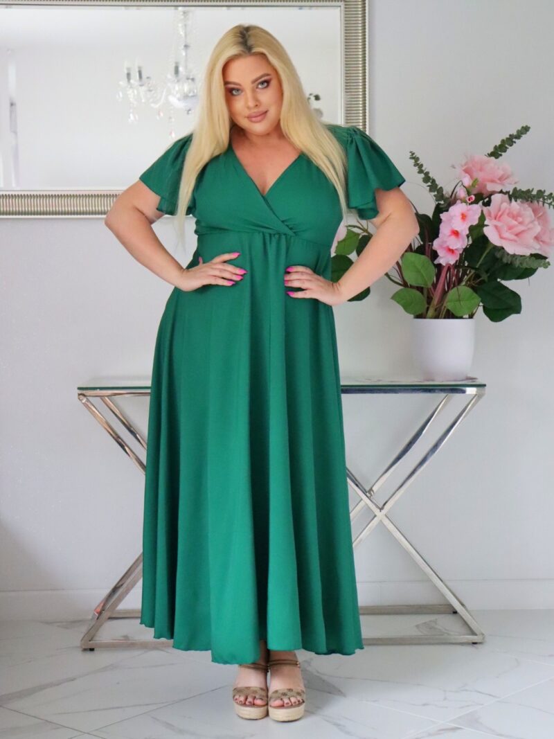 Sukienka NESADINA rozkloszowana kolekcja naturalny skład zielona