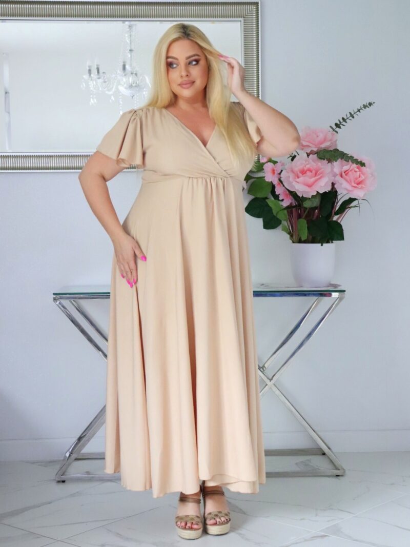 Sukienka NESADINA rozkloszowana kolekcja naturalny skład nude