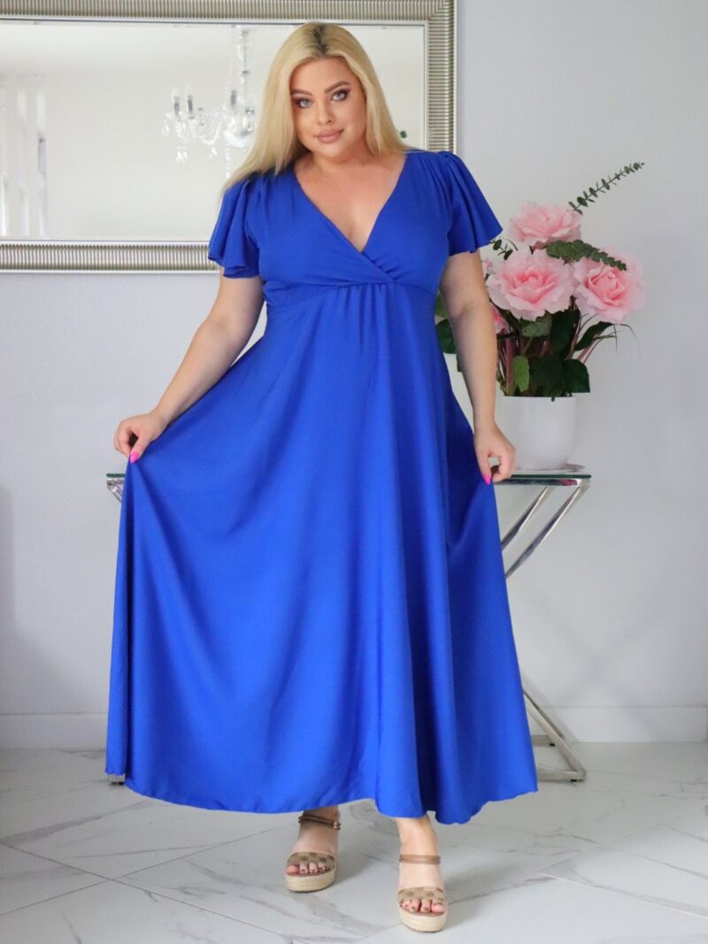 Sukienka NESADINA rozkloszowana kolekcja naturalny skład chabrowa