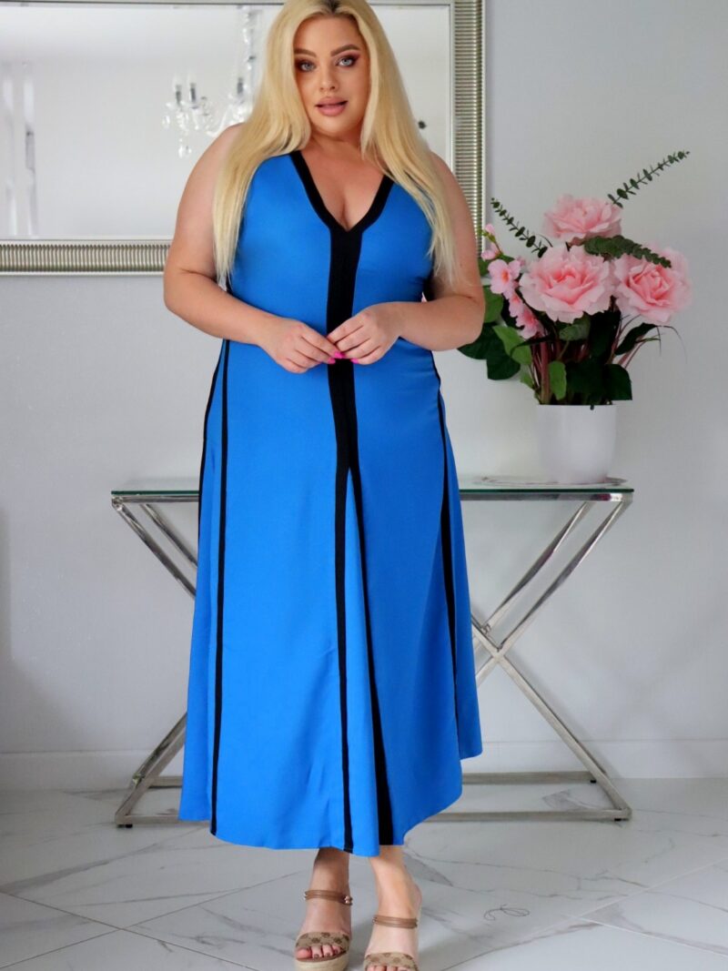 Dwukolorowa sukienka NOBIA kolekcja naturalny skład niebieska