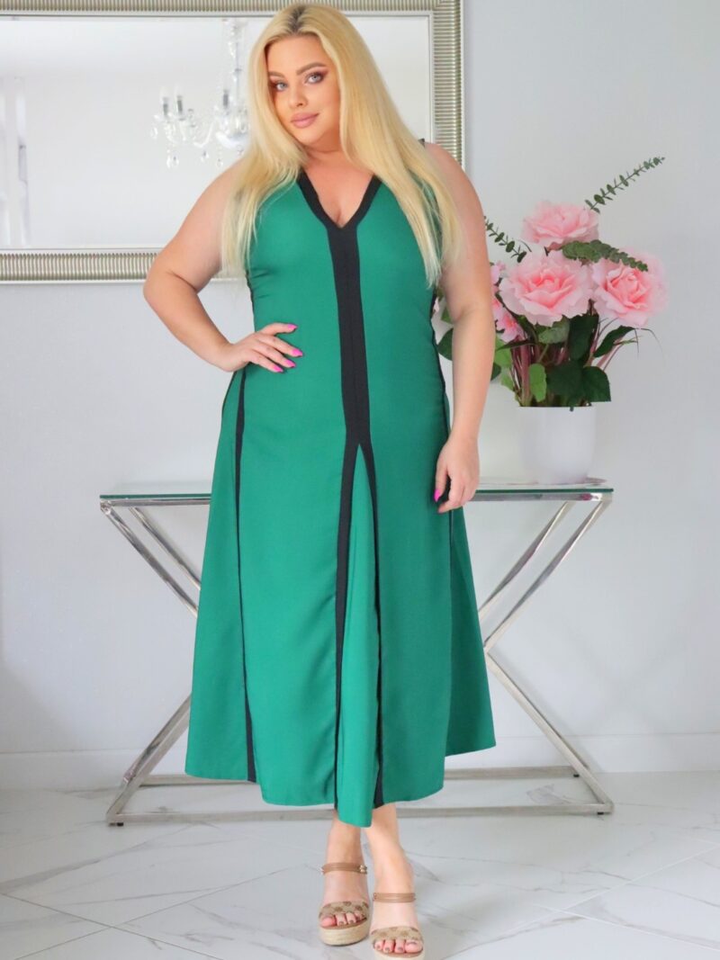 Dwukolorowa sukienka NOBIA kolekcja naturalny skład zielona