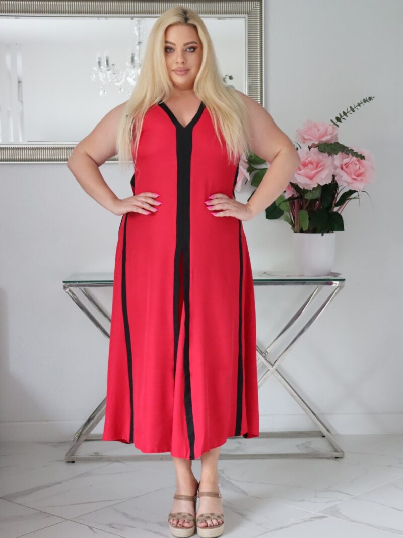 Dwukolorowa sukienka NOBIA kolekcja naturalny skład czerwona